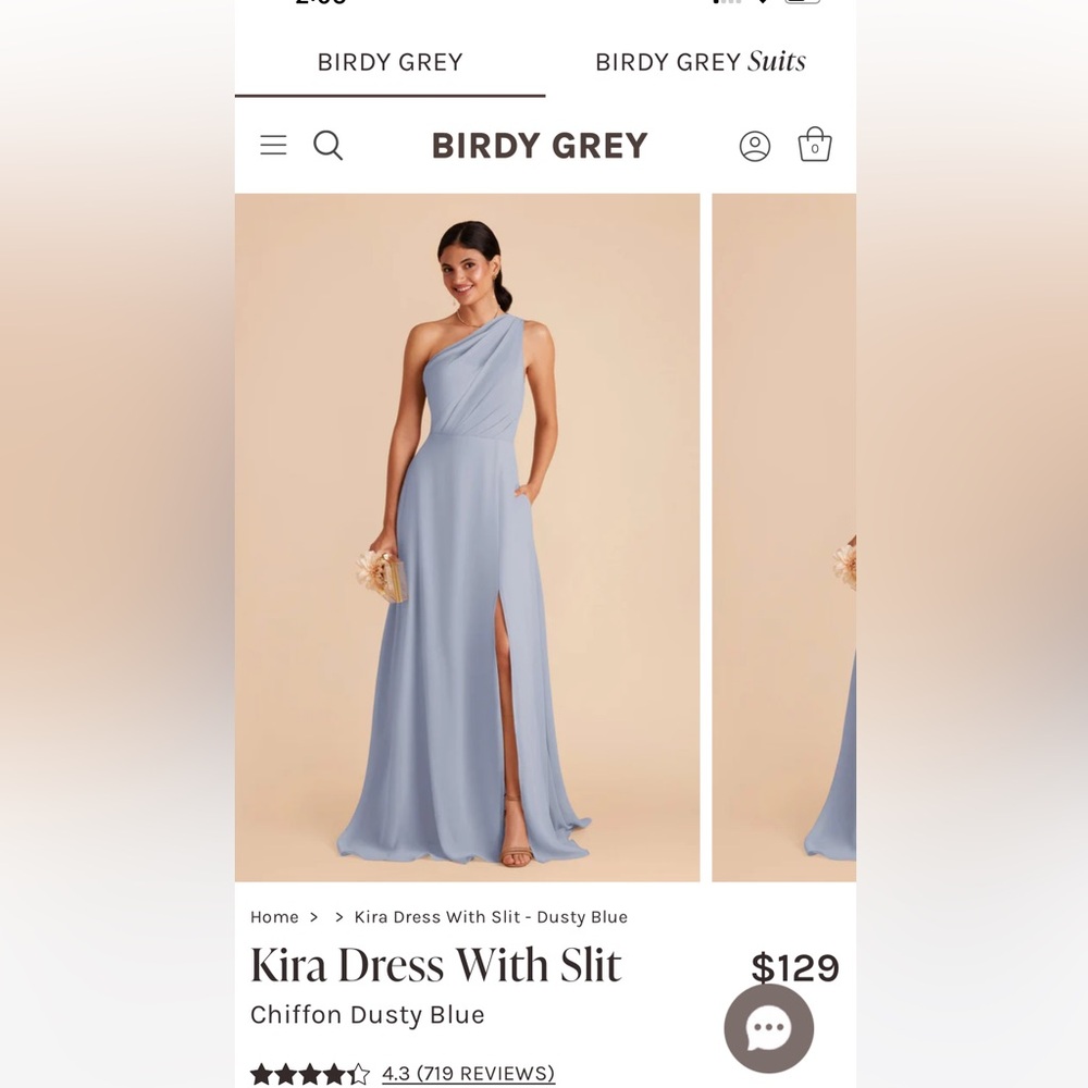 Birdy Grey One Shoulder Asymmetrical Slit Gown Blue Gray